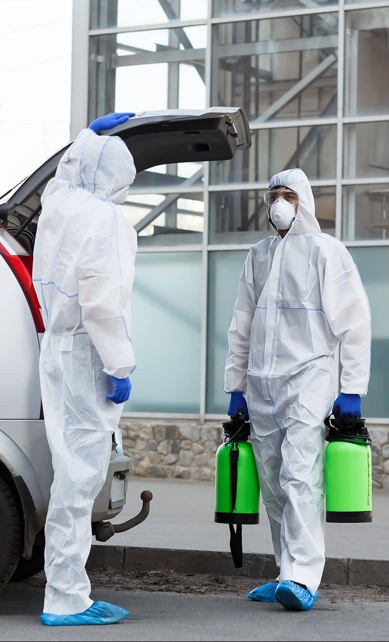man in hazmat suits buying disinfection spray for 2021 08 27 18 01 25 2DG27ZY e1665656688203